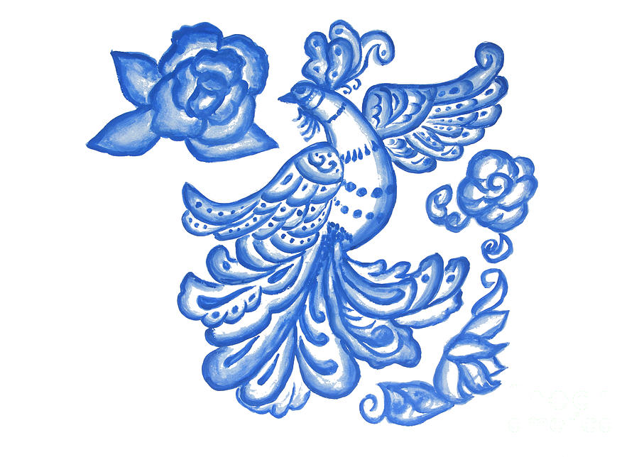 Blue bird on white Painting by Irina Afonskaya