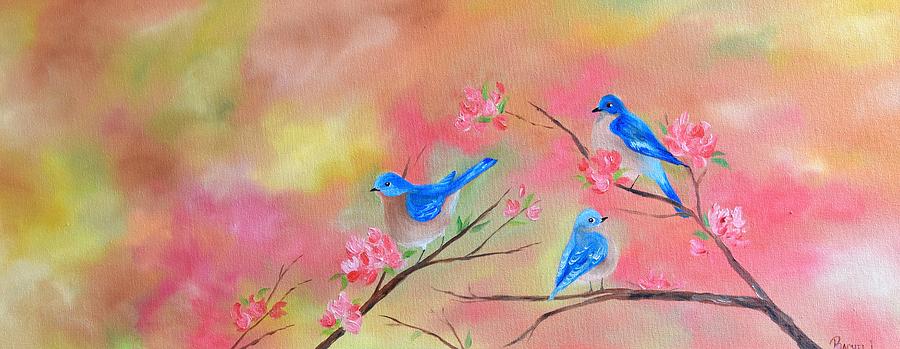 Blue Birds Painting by Rachel Lawson