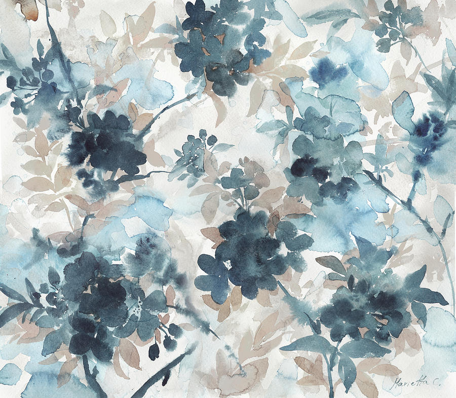 Blue Blossoms Mixed Media by Marietta Cohen Art And Design