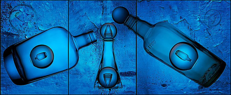 Abstract Photograph - Blue Bottles by Allan Bate