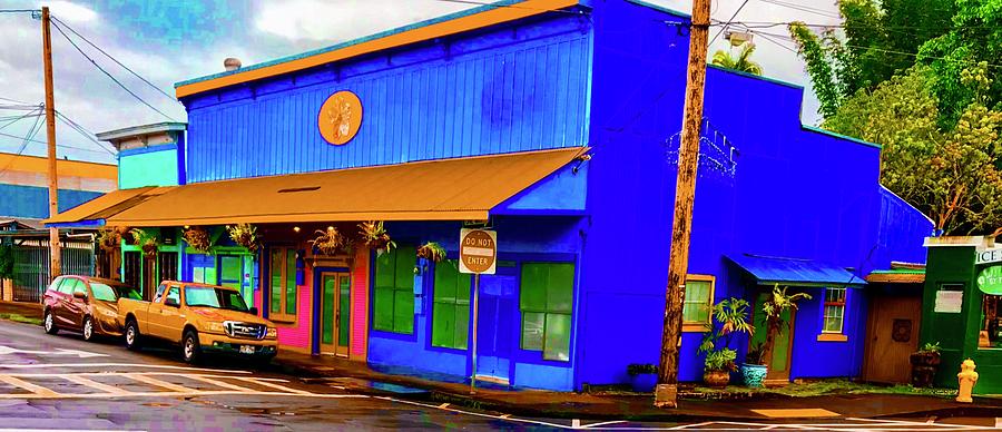 Blue Building Aloha in Hilo TOWN by Joalene Young Blue Building Aloha in Hilo TOWN by Joalene Young