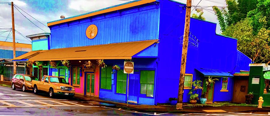 Blue Building Aloha in Hilo TOWN Photograph by Joalene Young