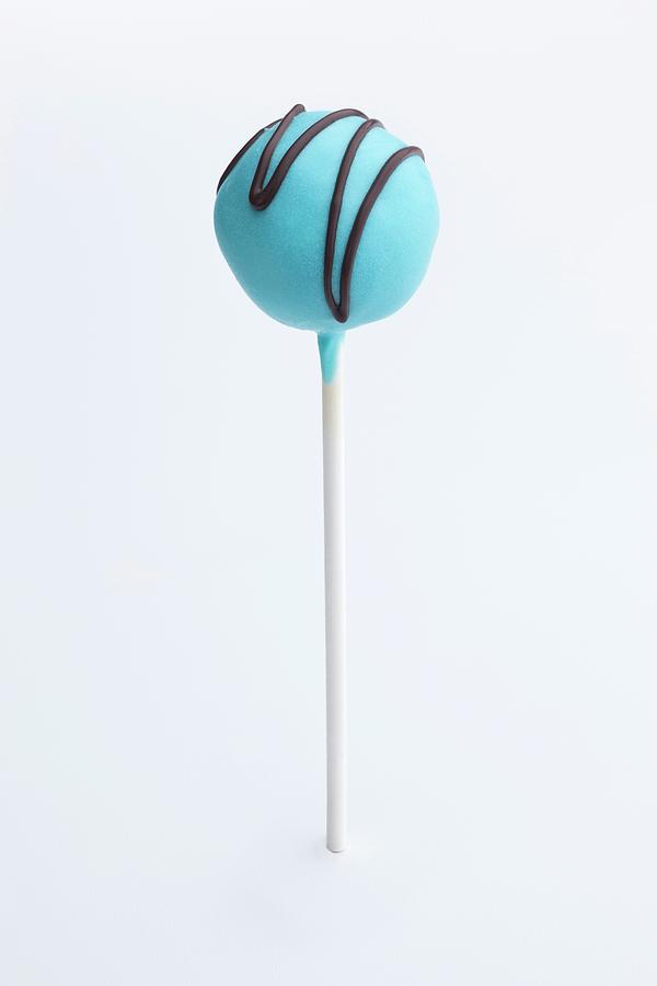 Blue Cake Pop With Chocolate Drizzles Photograph by Comet, Rene