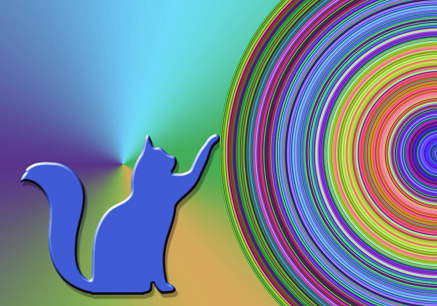 Blue Cat Digital Art by Chuck Staley