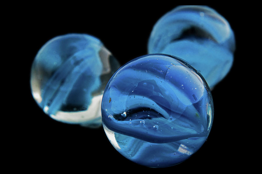 Blue Cats Eye Marbles Photograph by Ira Marcus