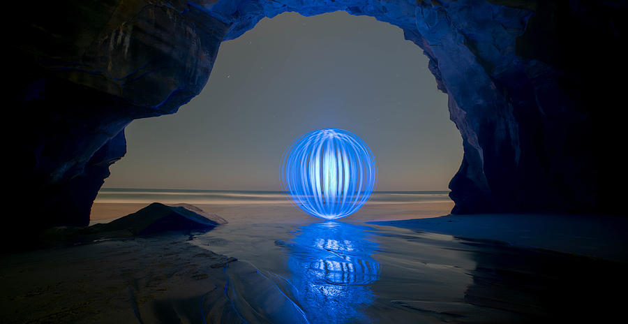 Night Photograph - Blue Cave by Yoshitsugu Seki