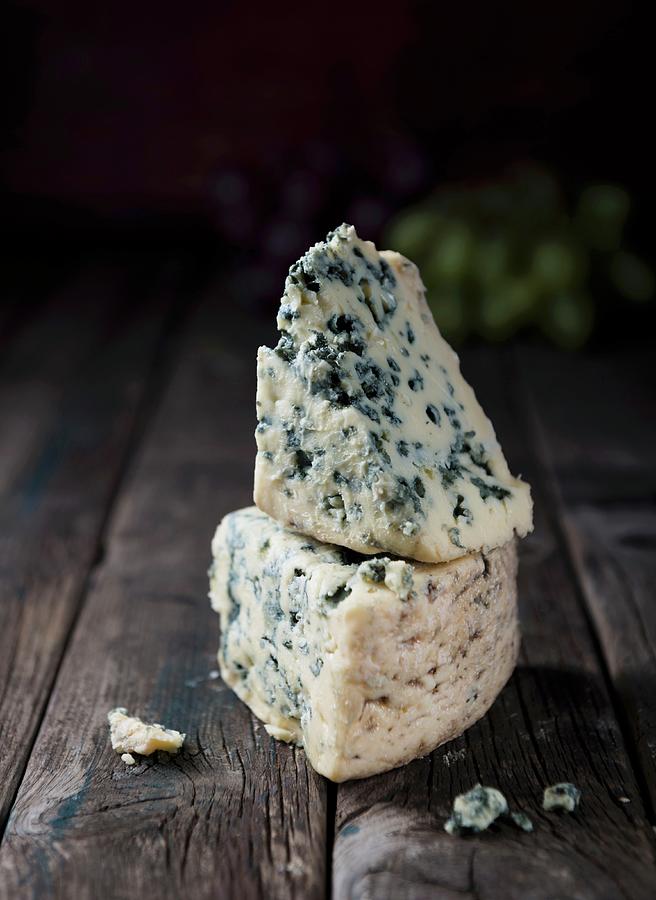 Blue Cheese On A Wooden Surface Photograph by Komar