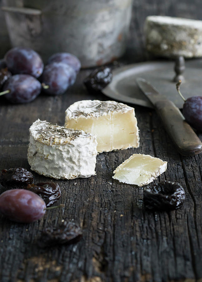 Blue Cheese With Rosemary And Plums Photograph by Martina Schindler