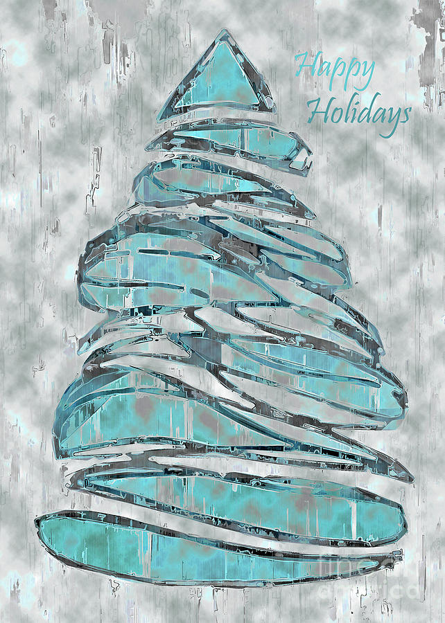 Tree Mixed Media - Blue Christmas, 5x7 Happy Holidays by Banyan Ranch Studios Tree Mixed Media - Blue Christmas, 5x7 Happy Holidays by Banyan Ranch Studios