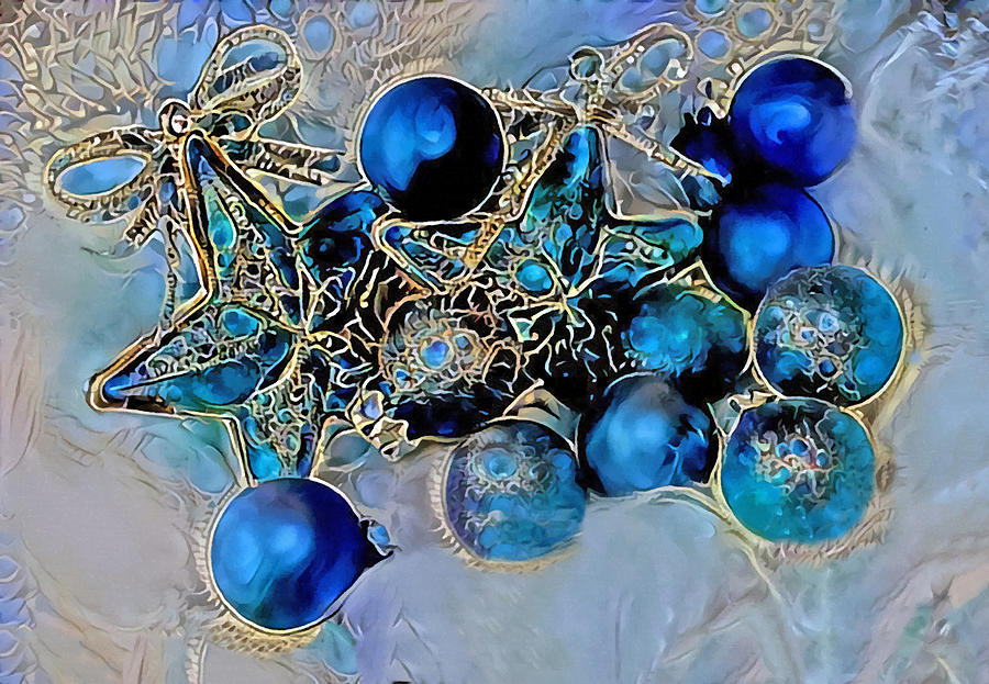 Blue Christmas Ornaments Display Photograph by Sandi OReilly