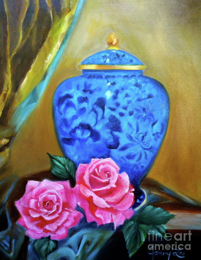 Blue Cloisonne Painting by Jenny Lee