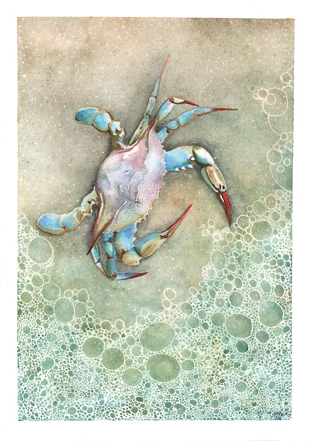 Blue Crab Painting by Hilda Wagner
