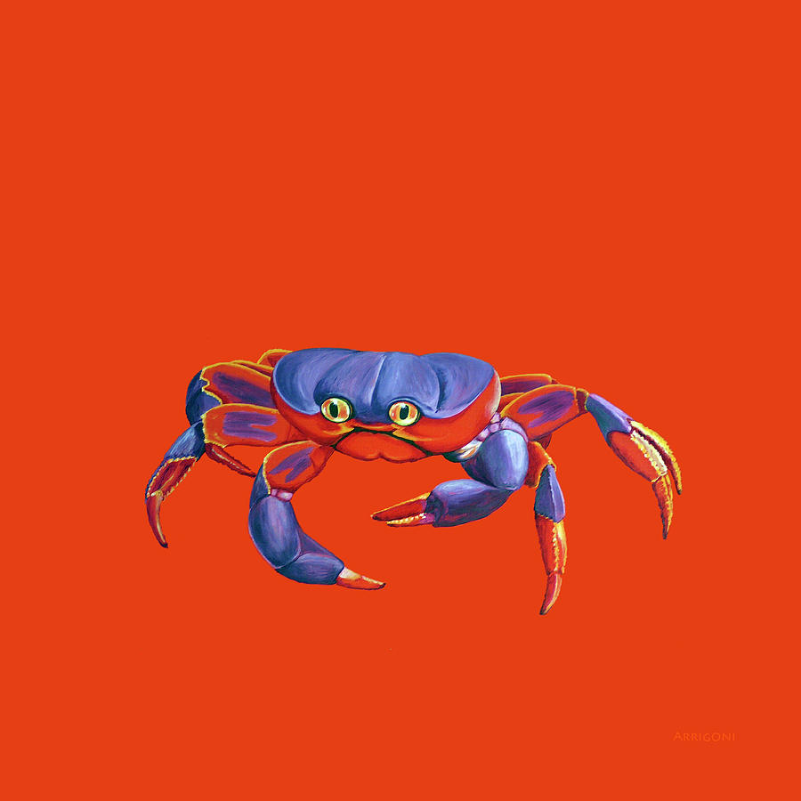 Blue Crab Orange Sand Painting by David Arrigoni