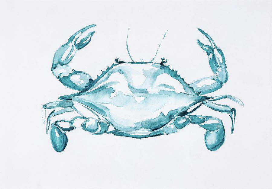 New Orleans Painting - Blue Crab Turcoise by Maria Arnaudova