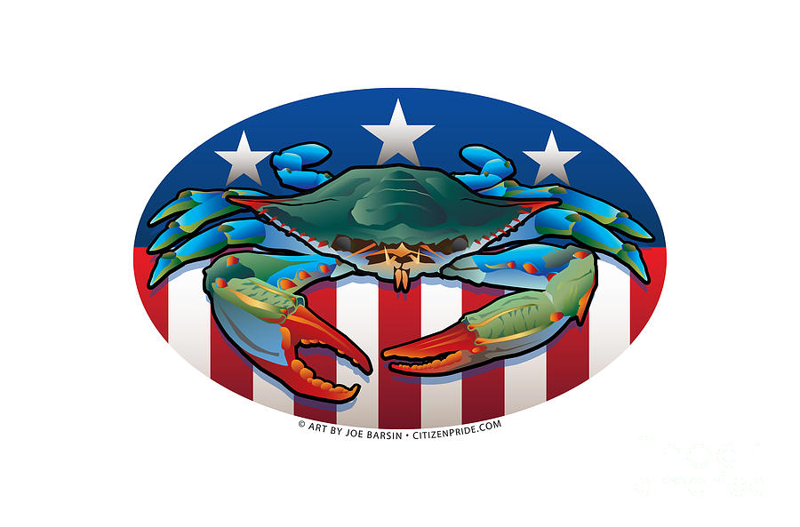 Blue Crab USA Oval Crest Digital Art by Joe Barsin