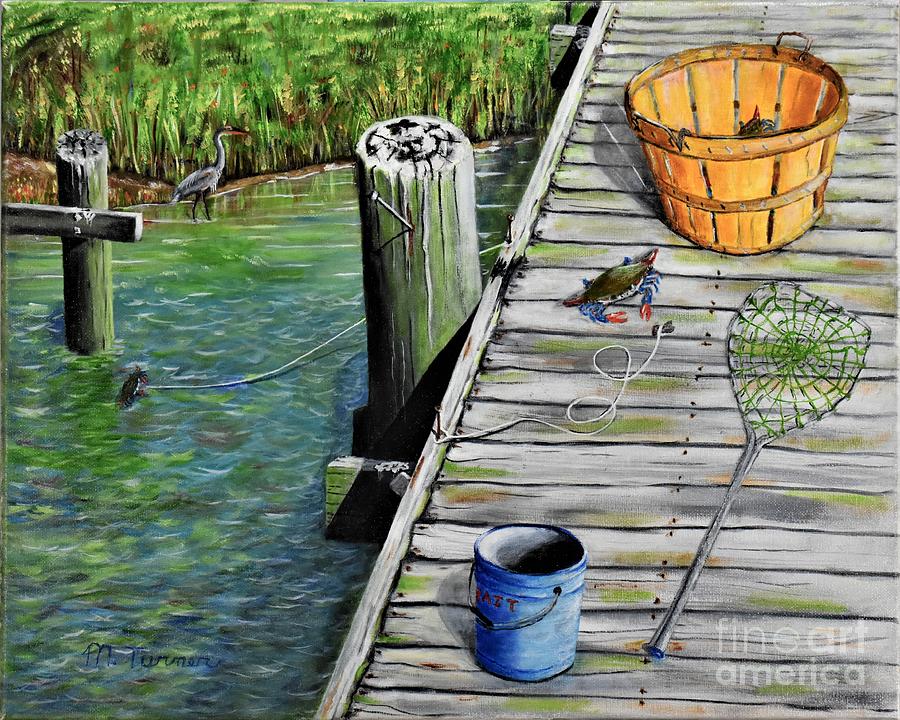 Blue crabing in the chesapeake bay Md. Painting by Melvin Turner