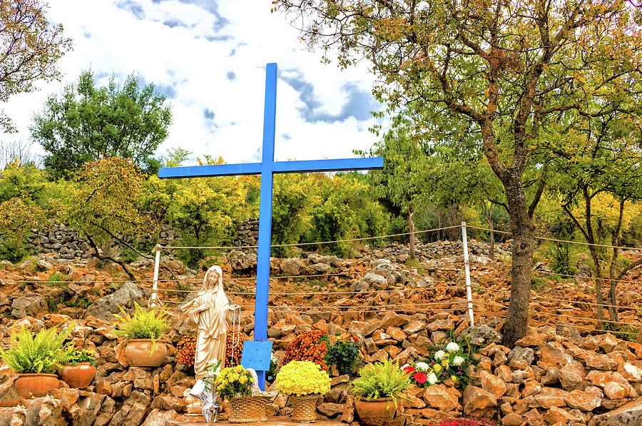 Blue Cross at Apparition Mountain in Medjugorje Photograph by Vivida Photo PC