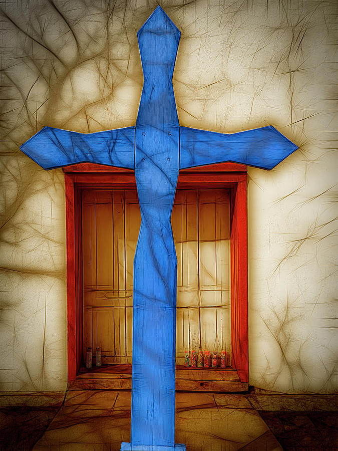 Blue Cross at Nuestra Senora De Luz Photograph by Paul Wear