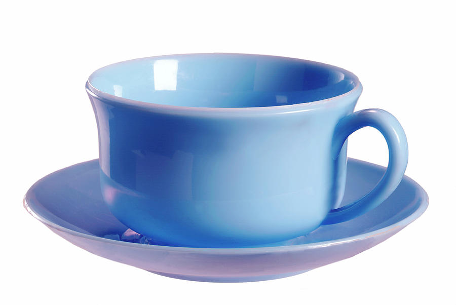 Coffee Drawing - Blue Cup and Saucer by CSA Images
