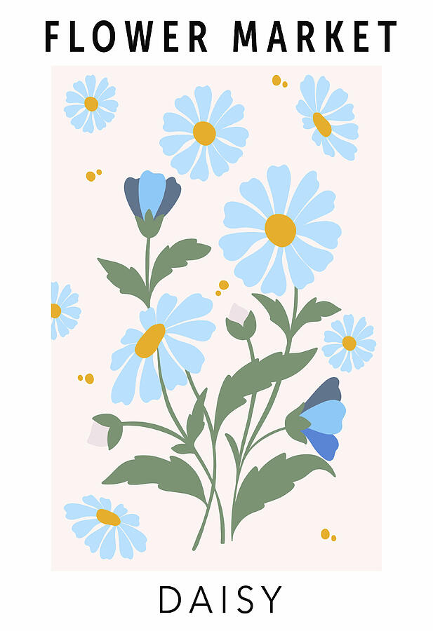 Blue Daisies At Flower Market Digital Art by Trendy Art Blue Daisies At Flower Market Digital Art by Trendy Art