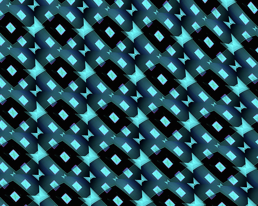 Abstract Painting - Blue Diamond Pattern by Mike Morren