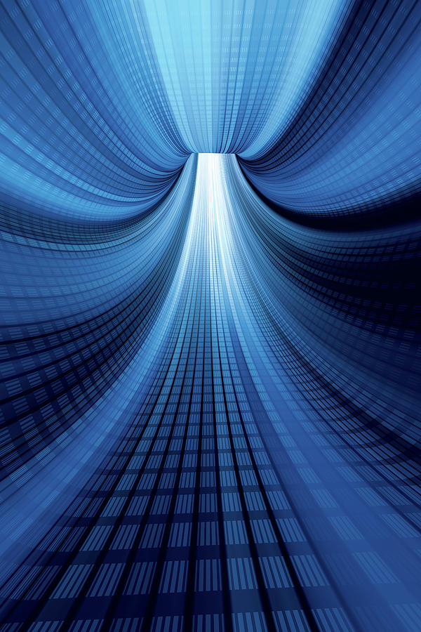 Blue Digital Tunnel Vertical Photograph by Frankramspott