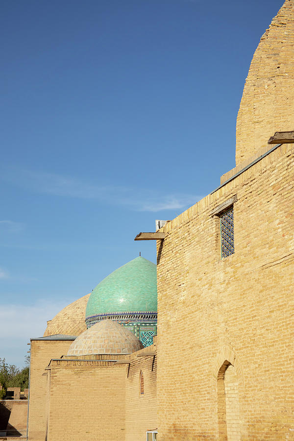 Blue dome and brick architecture at the Shah-i-Zinda Ensemble, S Photograph by Karen Foley