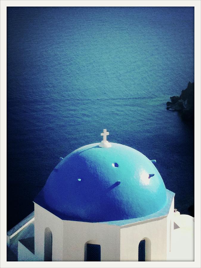 Blue Domed Church At Oia Santorini Photograph by Shirlyn Loo
