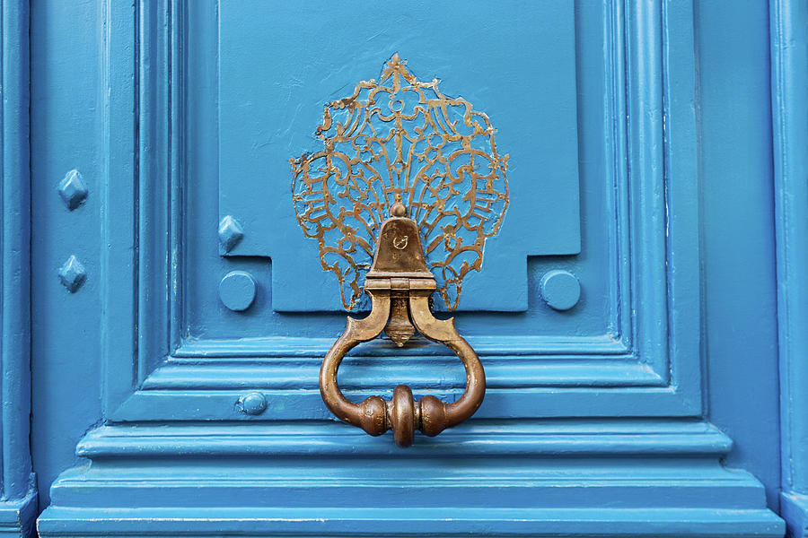 Blue Door Knocker in Paris Photograph by Melanie Alexandra Price