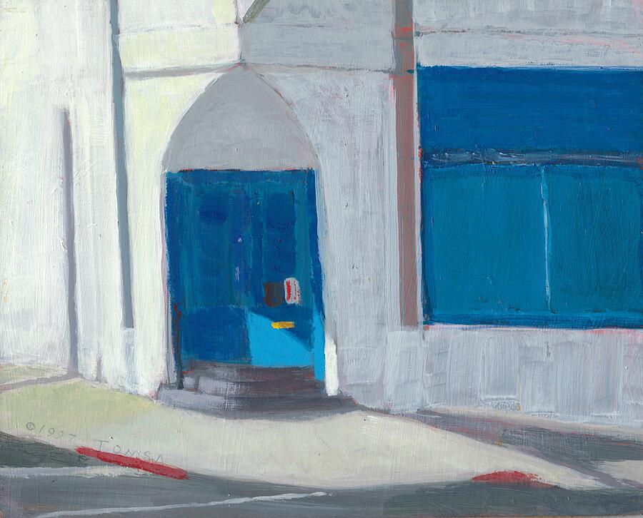Blue Door Shadows Painting by Bill Tomsa