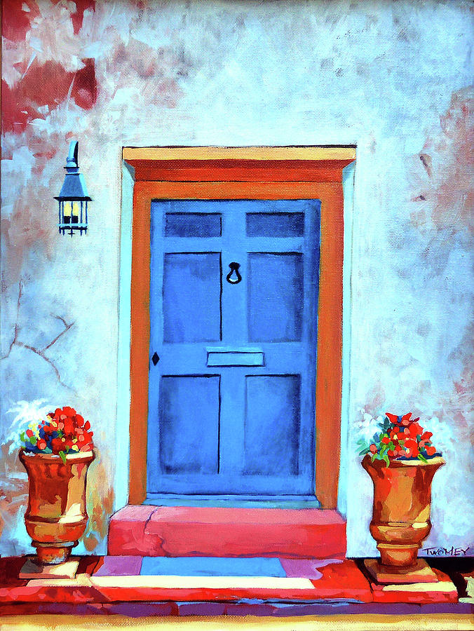 Flower Painting - Blue Door St. Augustine by Catherine Twomey