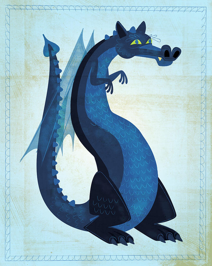 Fantasy Digital Art - Blue Dragon by John W. Golden Fantasy Digital Art - Blue Dragon by John W. Golden