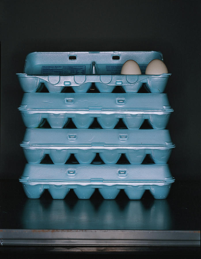 Blue Eggs Cartons Photograph by Romulo Yanes