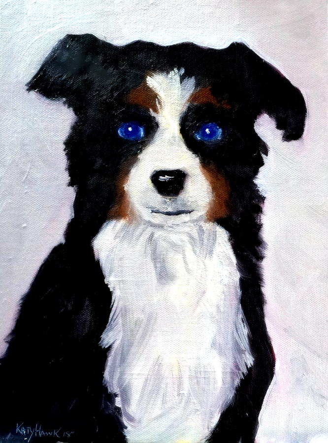 Blue Eyed Puppy Painting by Katy Hawk