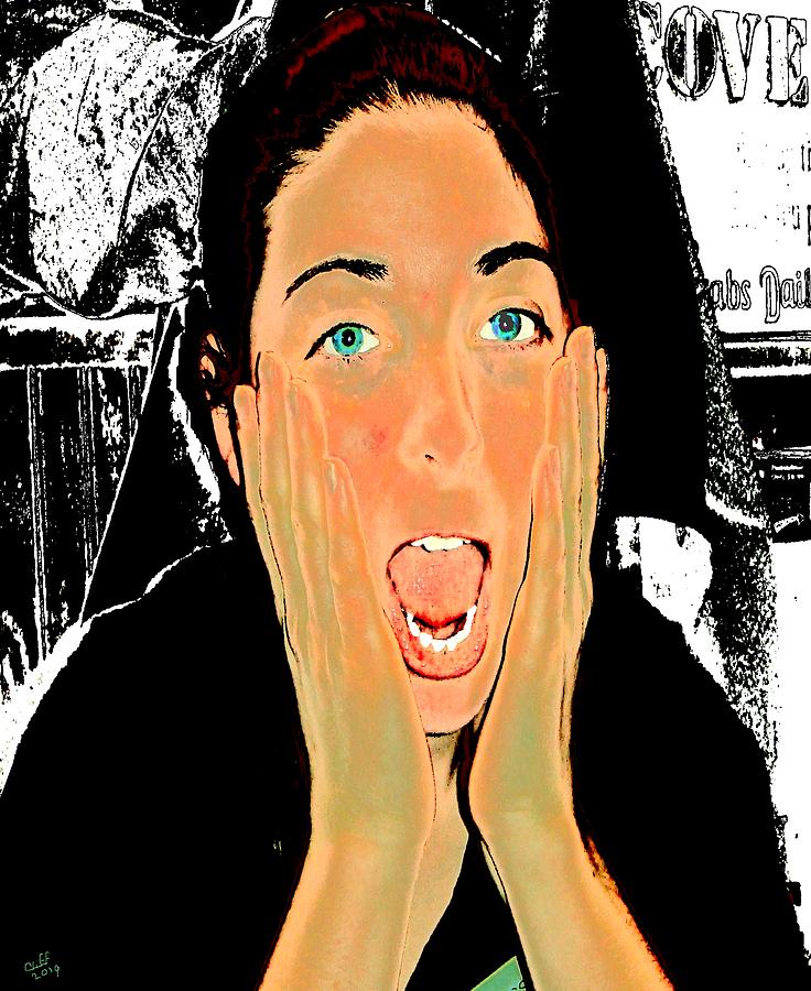 Blue Eyed Scream Digital Art by Cliff Wilson