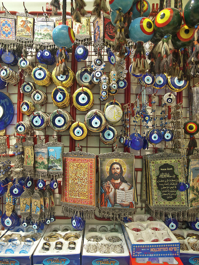 Blue Eyes Accessories Shop In Grand Bazaar, Eminonu, Beyazit, Istanbul Photograph by Jalag / Marion Beckhuser