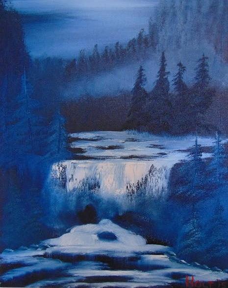 Bob Ross Style Painting - Blue Falls. by Alan K Holt Bob Ross Style Painting - Blue Falls. by Alan K Holt