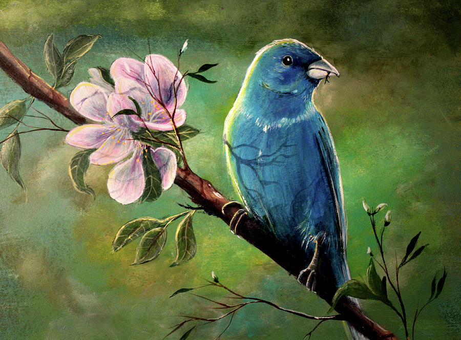 Animal Painting - Blue Finch by Greg Farrugia
