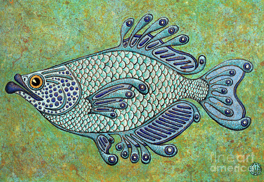 Blue Fish Painting by Amy E Fraser