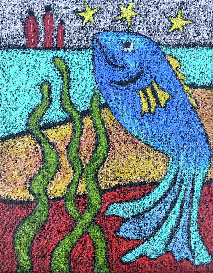 Blue Fish Painting by Karla Beatty