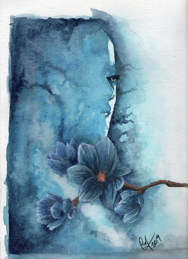 Blue Flower Painting by Raffaello Saverio Padelletti