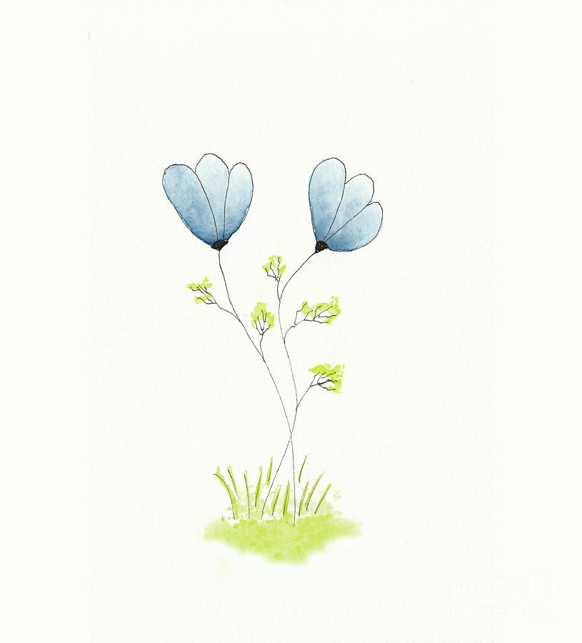 Blue Flowers Sketch Drawing