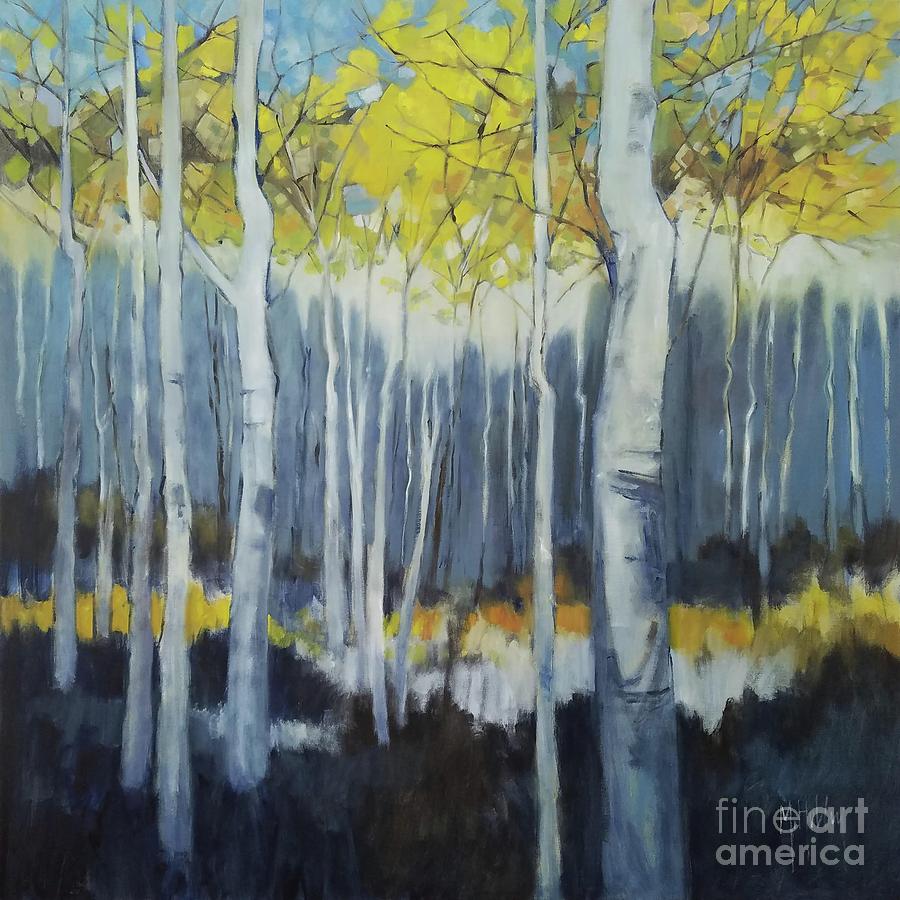 Blue Forest Edge Painting by Mary Hubley