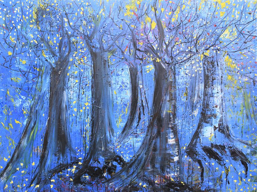 Blue Forest Painting by Evelina Popilian