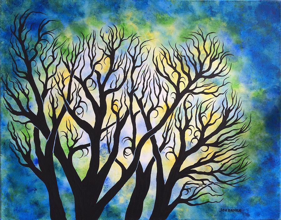 Blue Forest Painting By Jordanka Yaretz