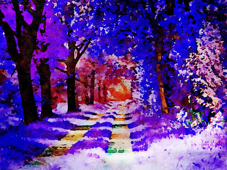 Blue forest - Watercolor Painting by Patricia Piotrak Blue forest - Watercolor Painting by Patricia Piotrak