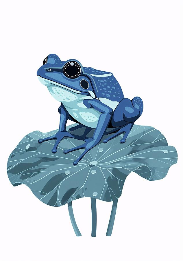 Blue Frog On Leaf Digital Art by Trendy Art Blue Frog On Leaf Digital Art by Trendy Art