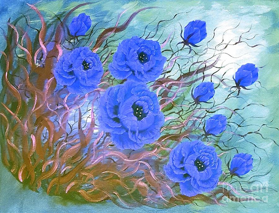 Flower Painting - Blue garden dreamy by Angela Whitehouse