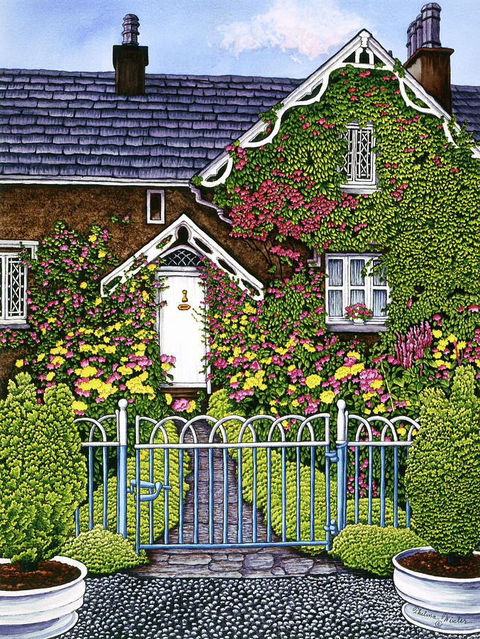 Blue Gate Cottage 2 Painting by Thelma Winter