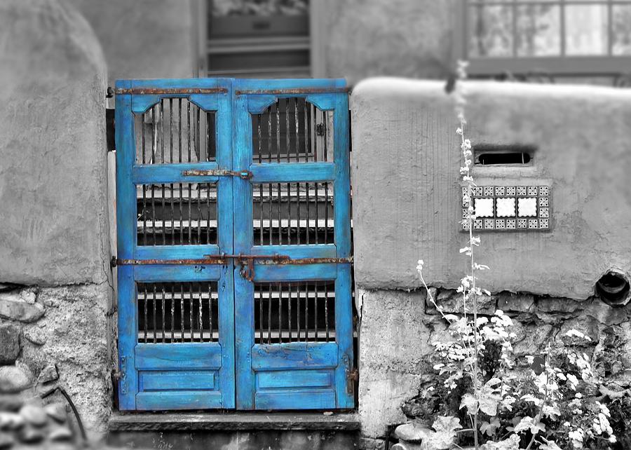 Blue Gate Selective Color Photograph by Mary Pille